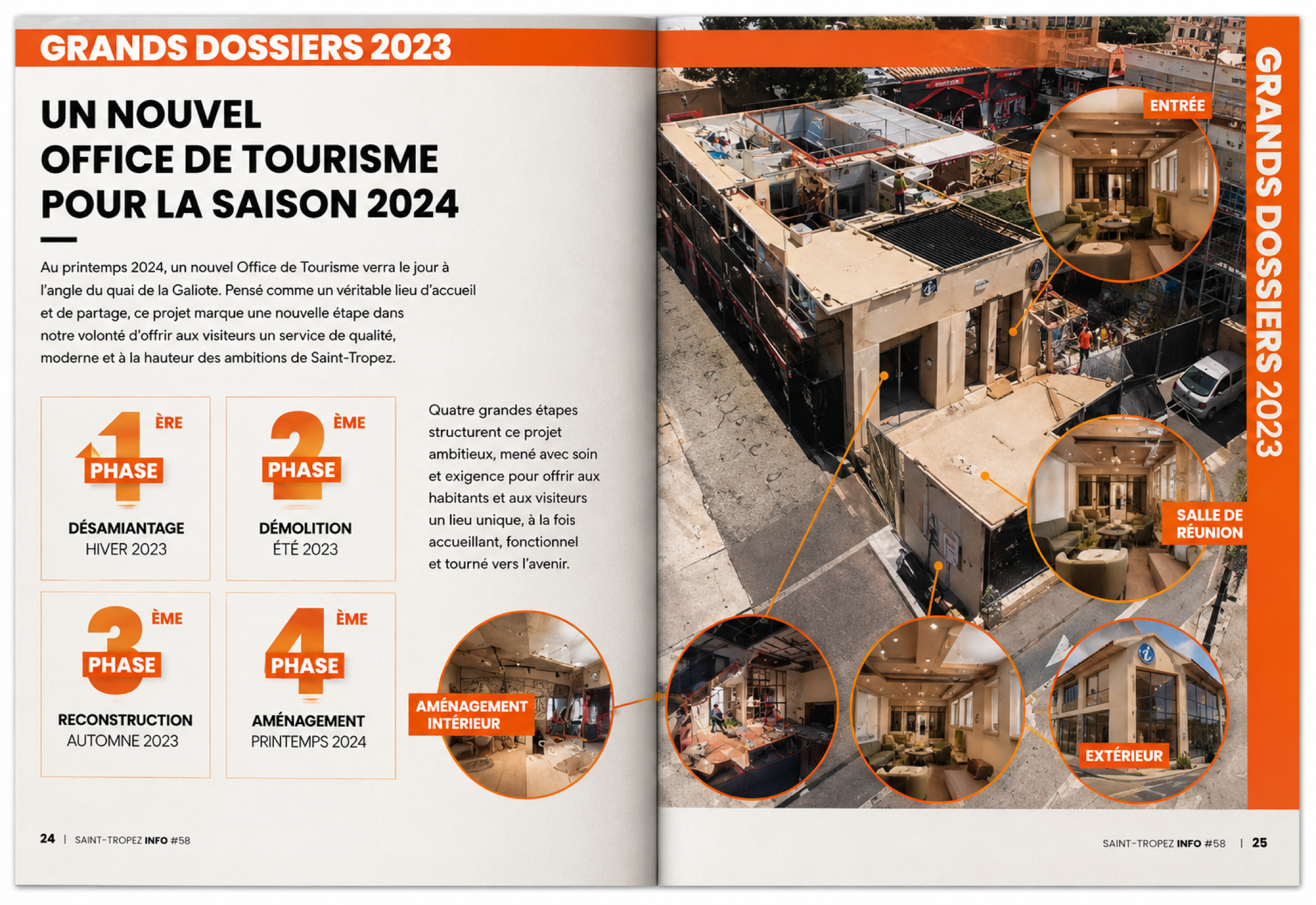 Double page de Saint-Tropez Info présentant le nouvel Office du tourisme