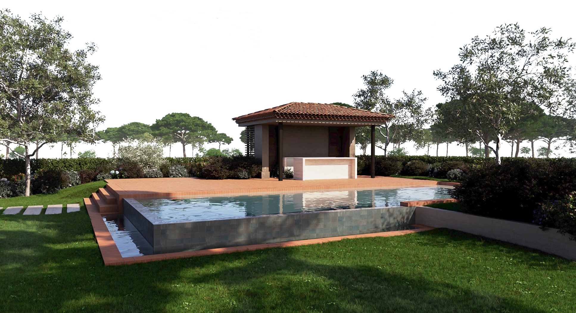 Piscine et pool house de la Villa Marifée à Saint-Tropez