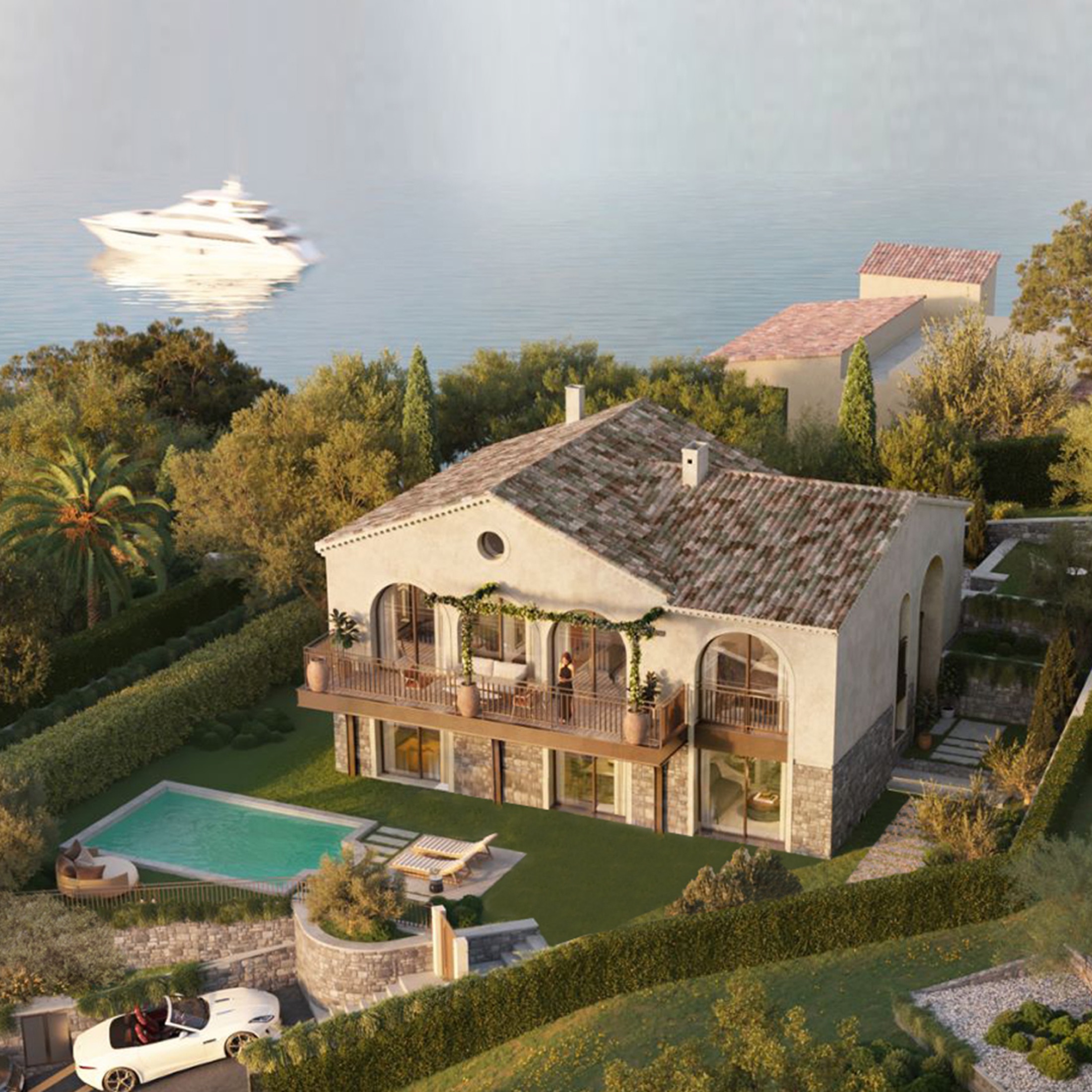 Vue aérienne de la Villa Soleya à Saint-Tropez